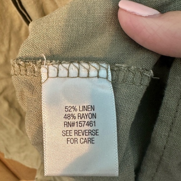 Dana Bachman Olive/Khaki Sleeveless Linen Blend Button Down Shirt Size XXL - Picture 4 of 10